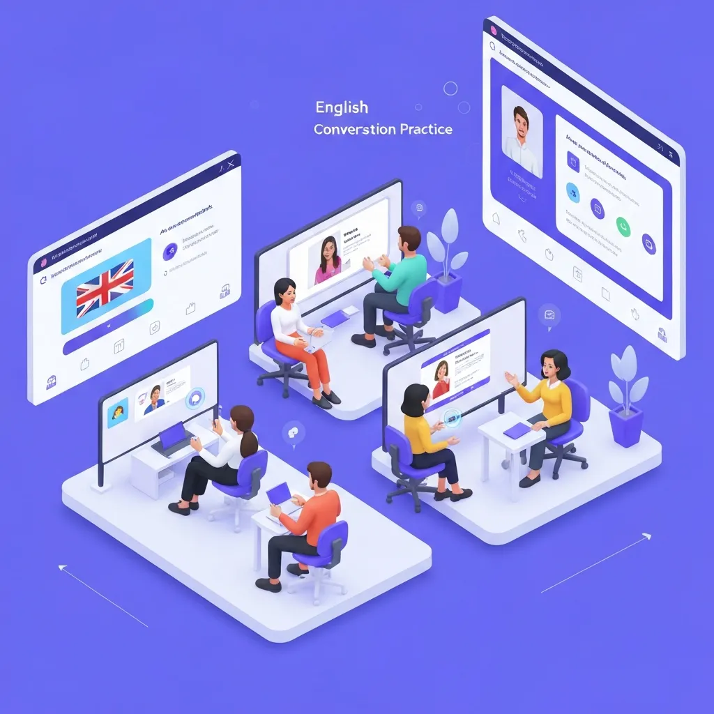 Interactive English conversation practice features